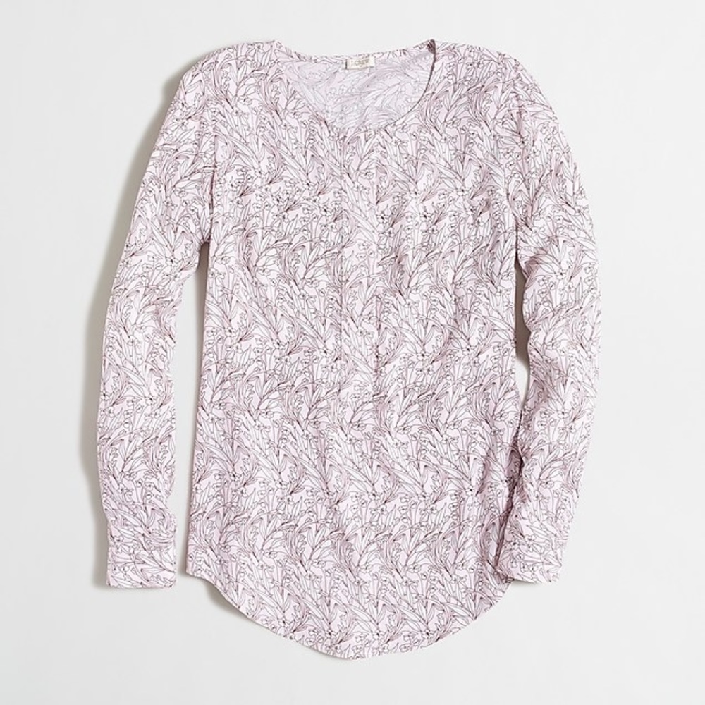🌸J. Crew printed covered-button henley tunic